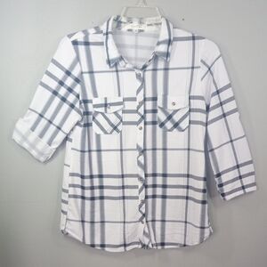 Eden & Olivia Women's Checkered Button-Down Shirt Size Large